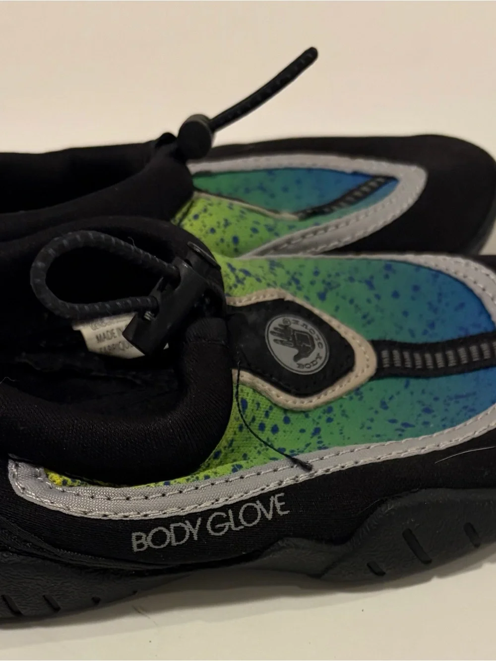Body Glove Kids Blue and Green Speckled Water Shoes with Black Trim